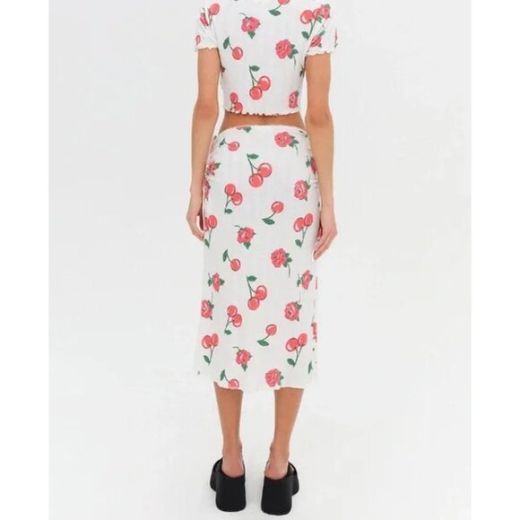 New! For Love And Lemons White Wilma Midi Skirt Size Large - Picture 4 of 16